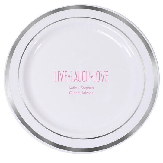 Live Laugh Love Premium Banded Plastic Plates
